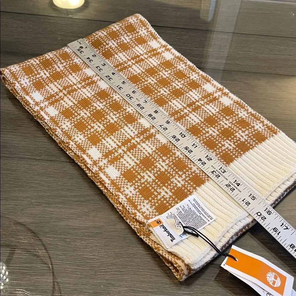 Timberland Acrylic Wheat Brown & Cream Plaid Scarf NWT Buffalo Plain Lumberjack